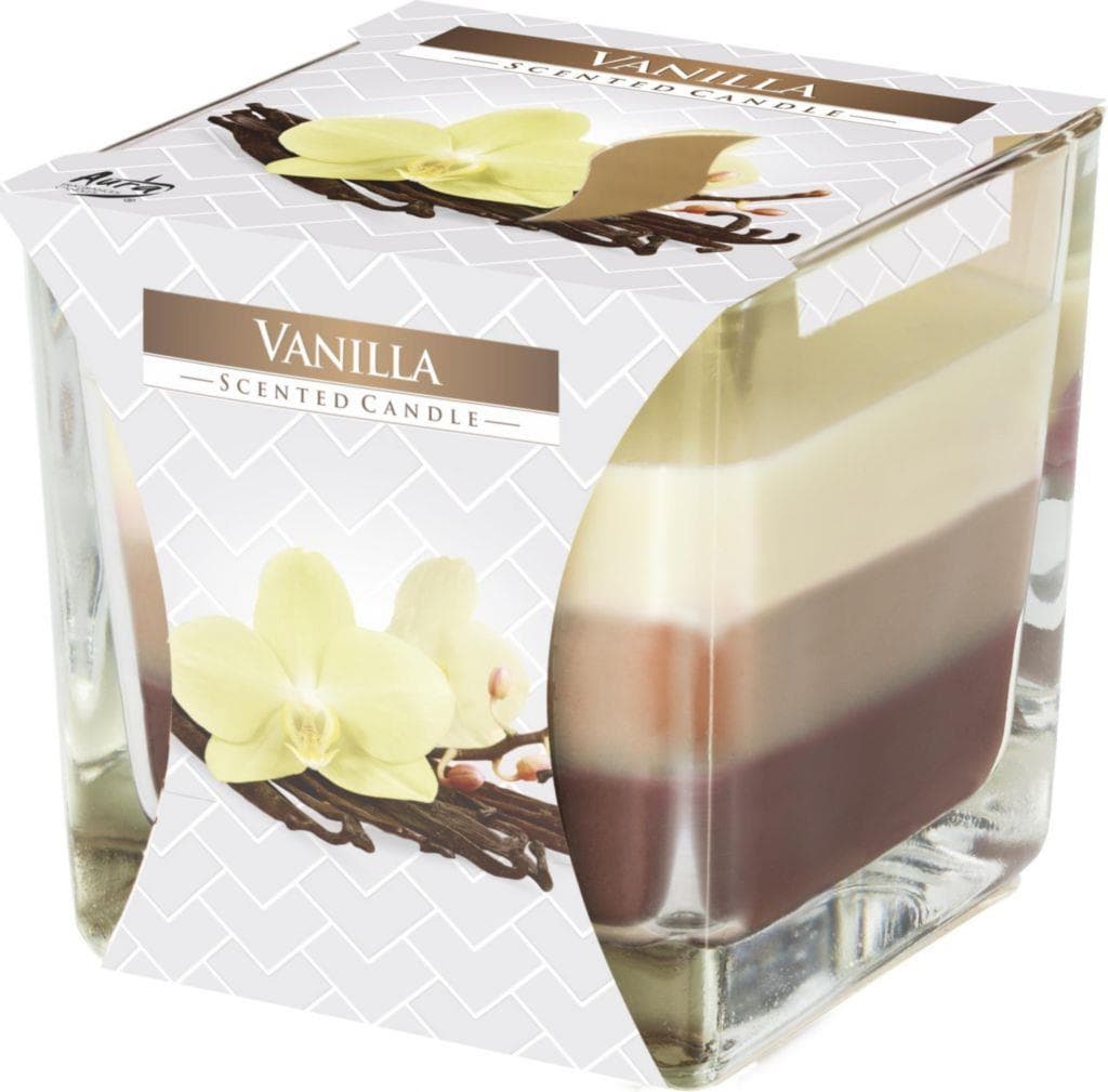 Aura Svíčka tříbarevná Vanilla