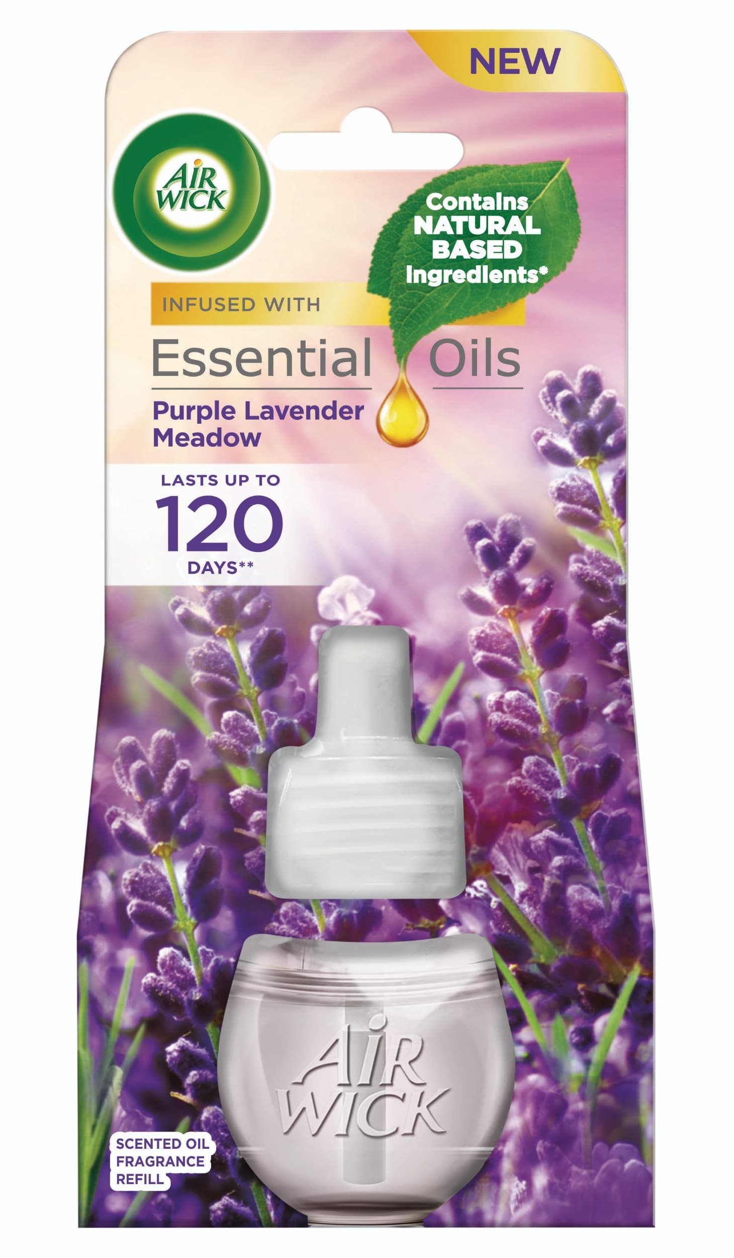 Air Wick Essential Oils Tekutá náplň do elektrického přístroje fialové levandulové louky 19 ml