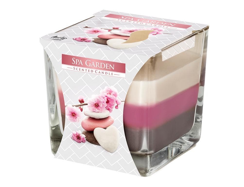 Aura Svíčka ve skle tříbarevná Spa Garden 170g, v. 8cm