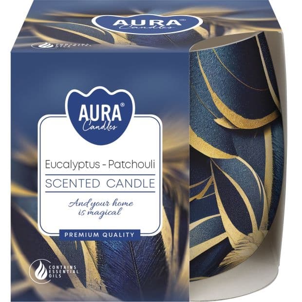 Svíčka ve skle s folií vonná Eucaliptus - patchouli 100g