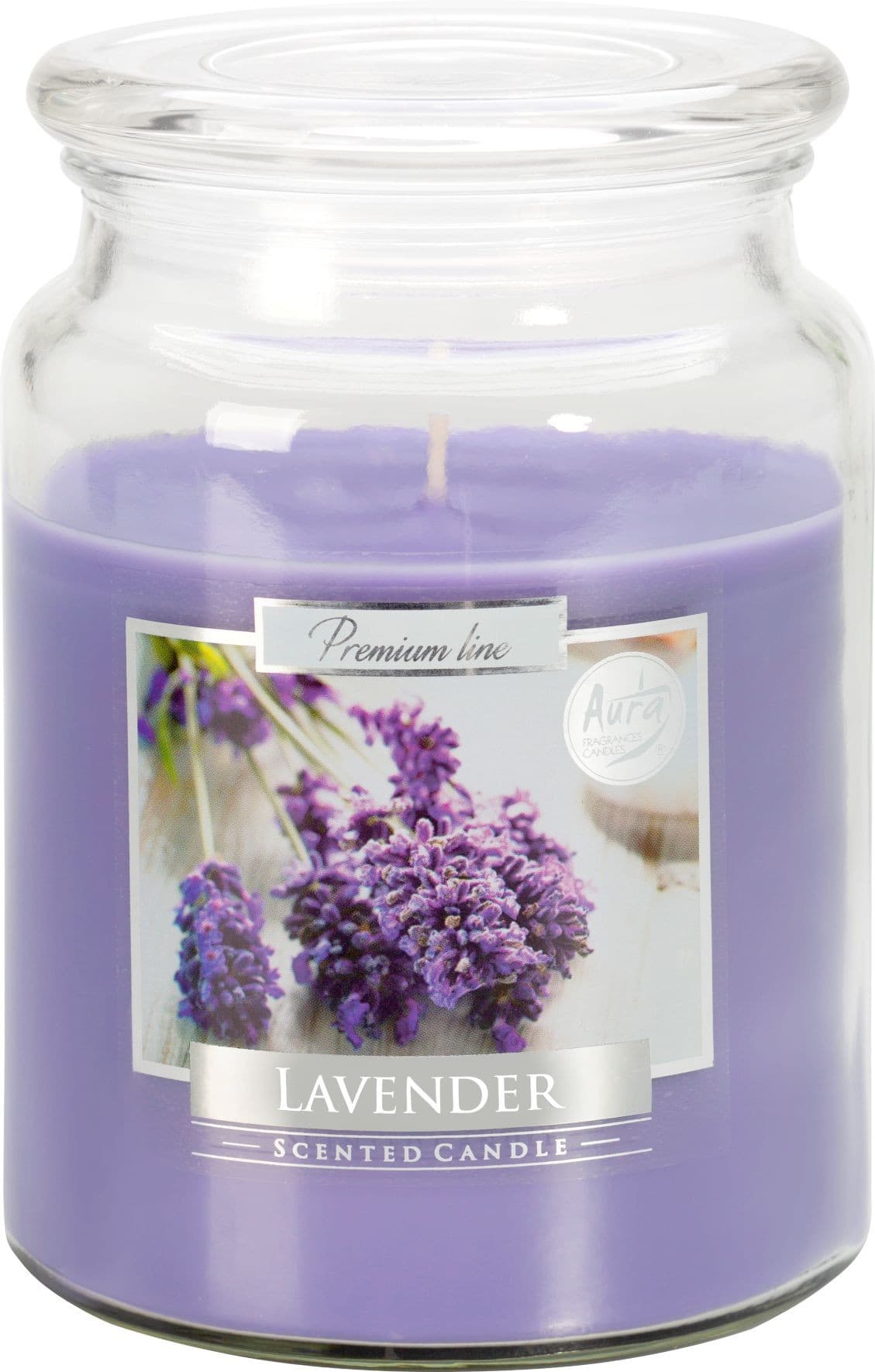 Aura Svíčka ve skle s víčkem Lavender
