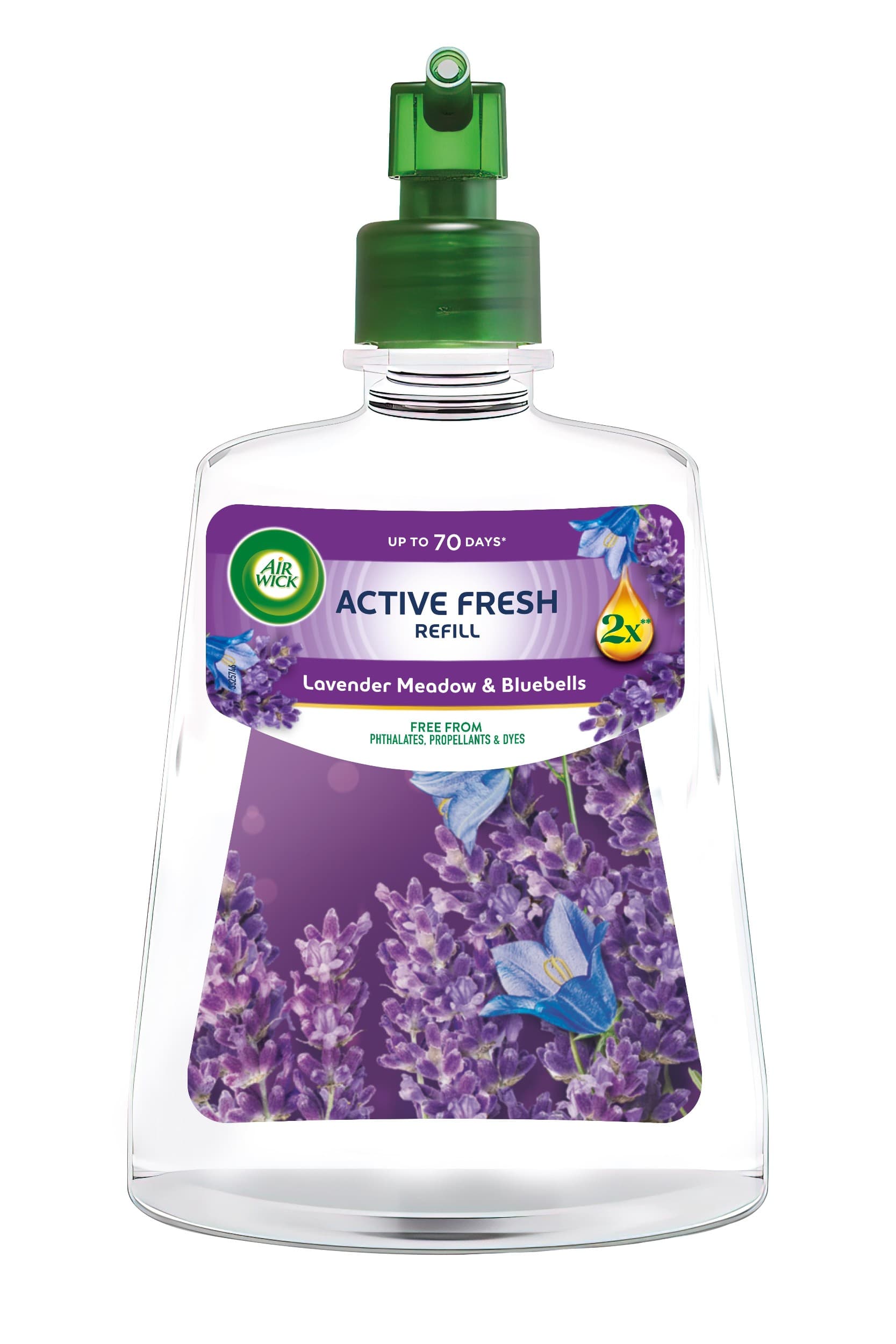 Air Wick Active Fresh náplň na vodní bázi do automatického difuzéru – Levandulová louka a modré kvítky 228ml