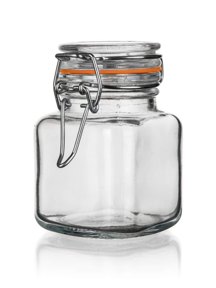 Banquet Dóza skleněná hermetická hranatá LINA 100 ml, oranžová