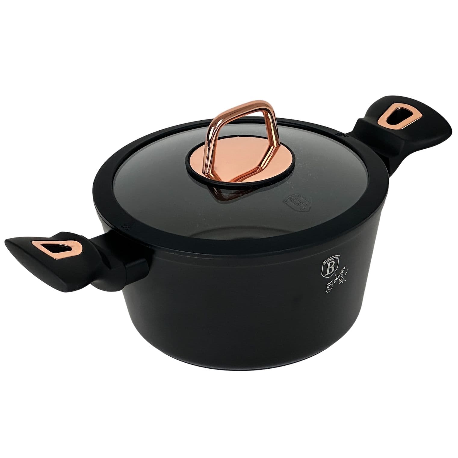 BerlingerHaus Kastrol s poklicí s mramorovým povrchem 24 cm Black Rose Collection