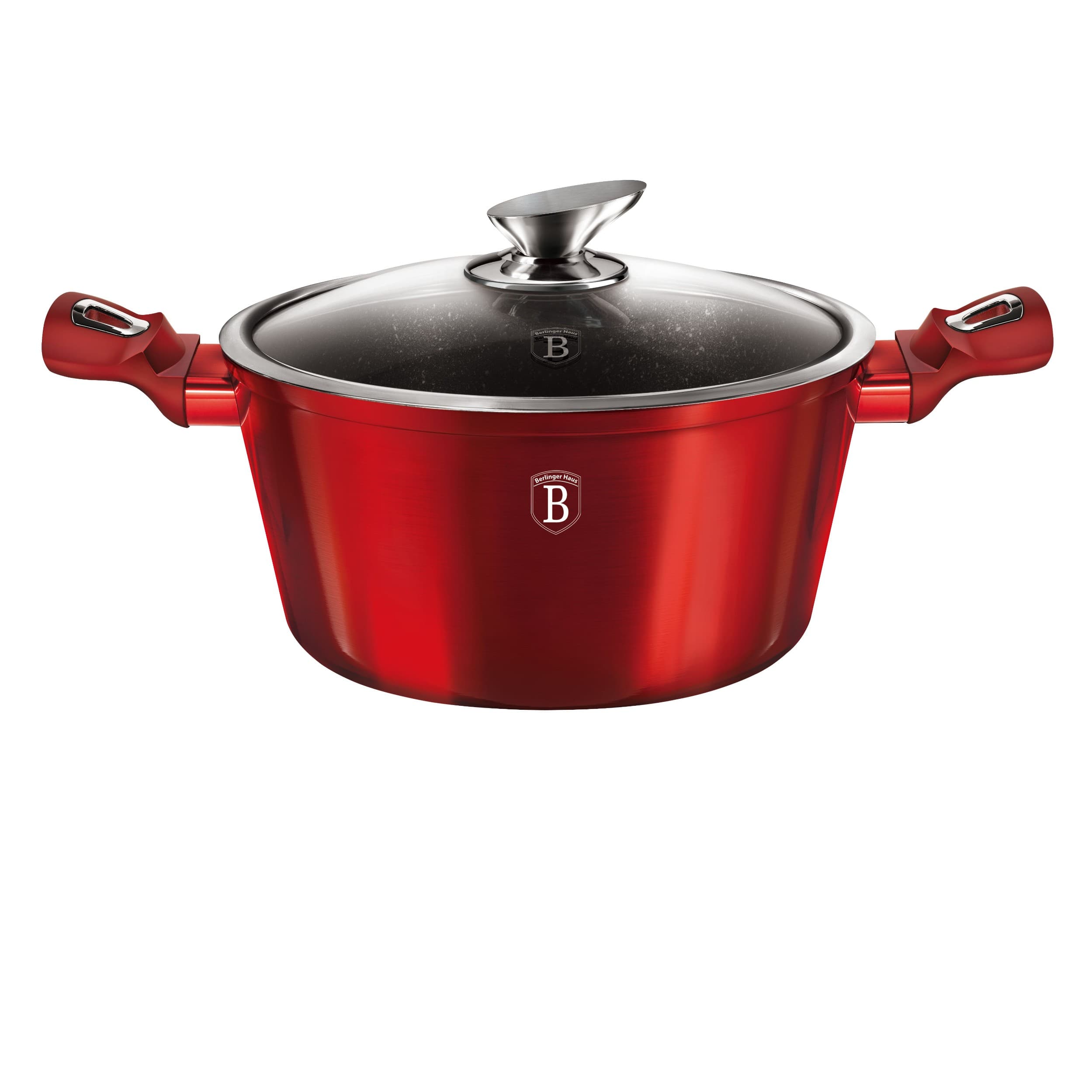 BerlingerHaus Kastrol s mramorovým povrchem a poklicí 24 cm Burgundy Metallic Line