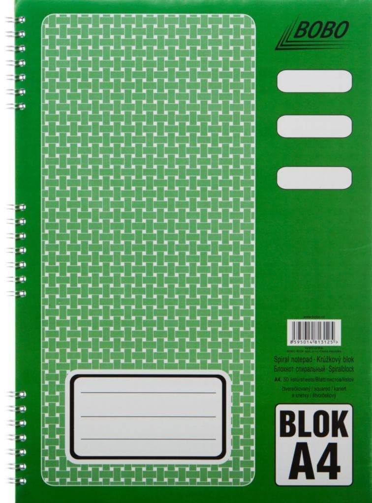 Kroužkový blok A4 čtverečkovaný B.V. 1 ks