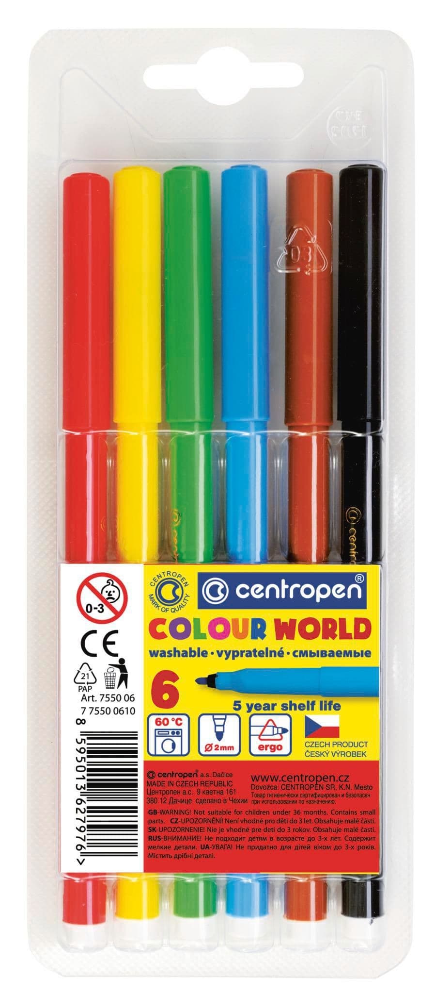 Centropen Popisovače 7550 RED trojhranné 6 ks