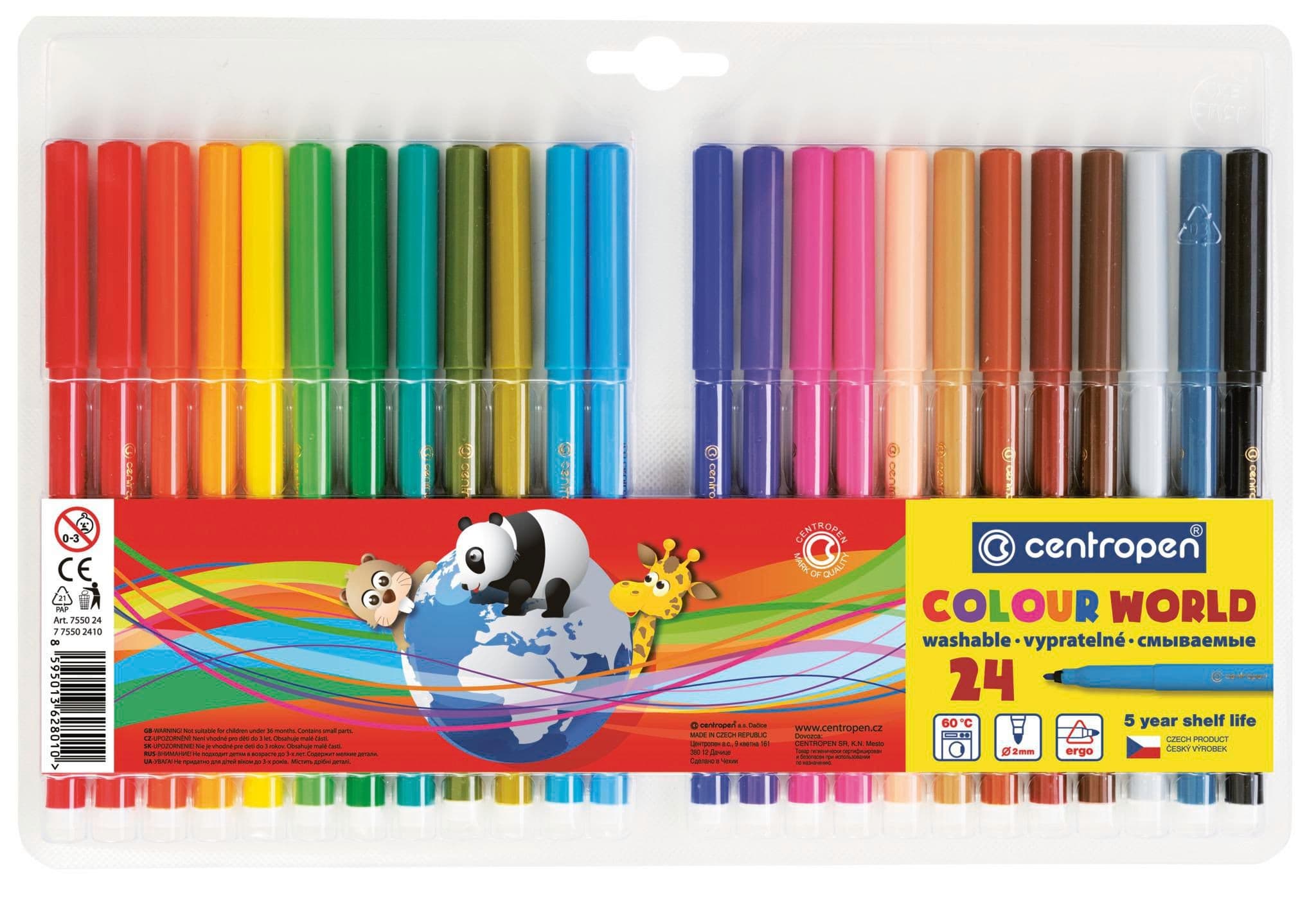 Centropen Popisovače 7550 RED trojhranné 24 ks