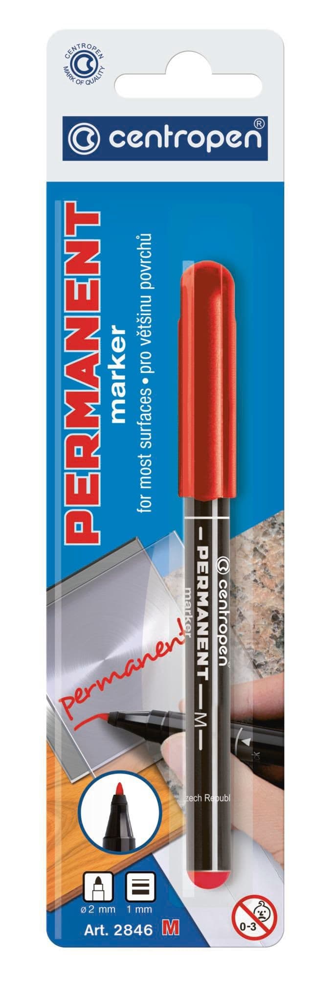 Centropen Popisovač 2846 permanent červený 1 ks
