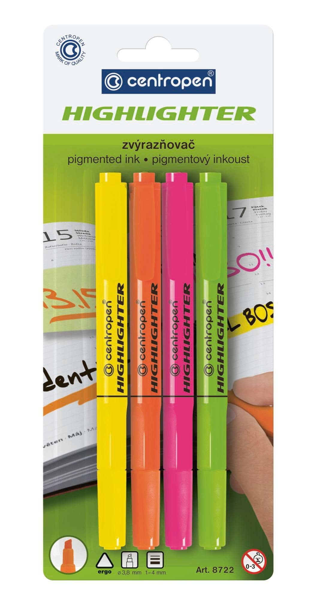 Centropen Zvýrazňovač 8722 4 ks