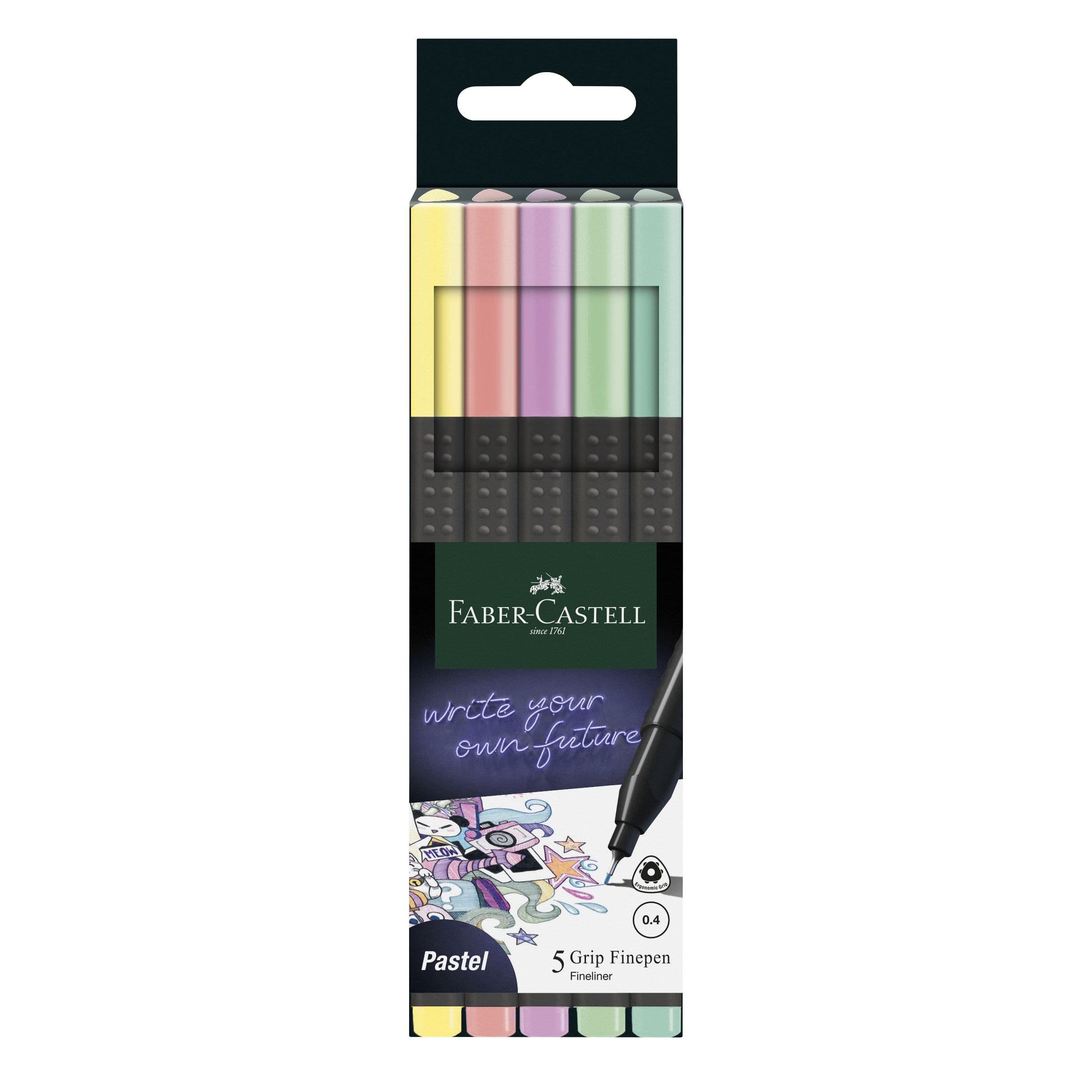 Faber Castell Popisovače F-C Grip, 0,4mm, pastel, 5 ks