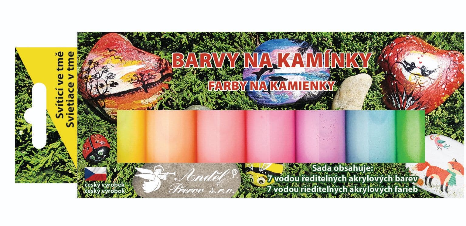 Anděl Přerov barvy na kamínky akrylové svítící ve tmě lesklé 7x15 g