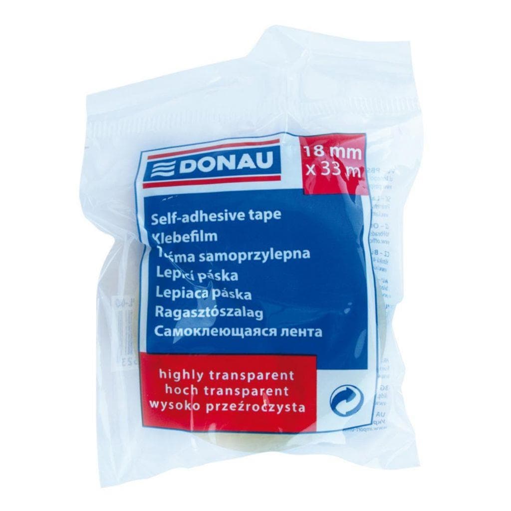 Donau lepicí páska, PP, transparentní, 18mm x 33m