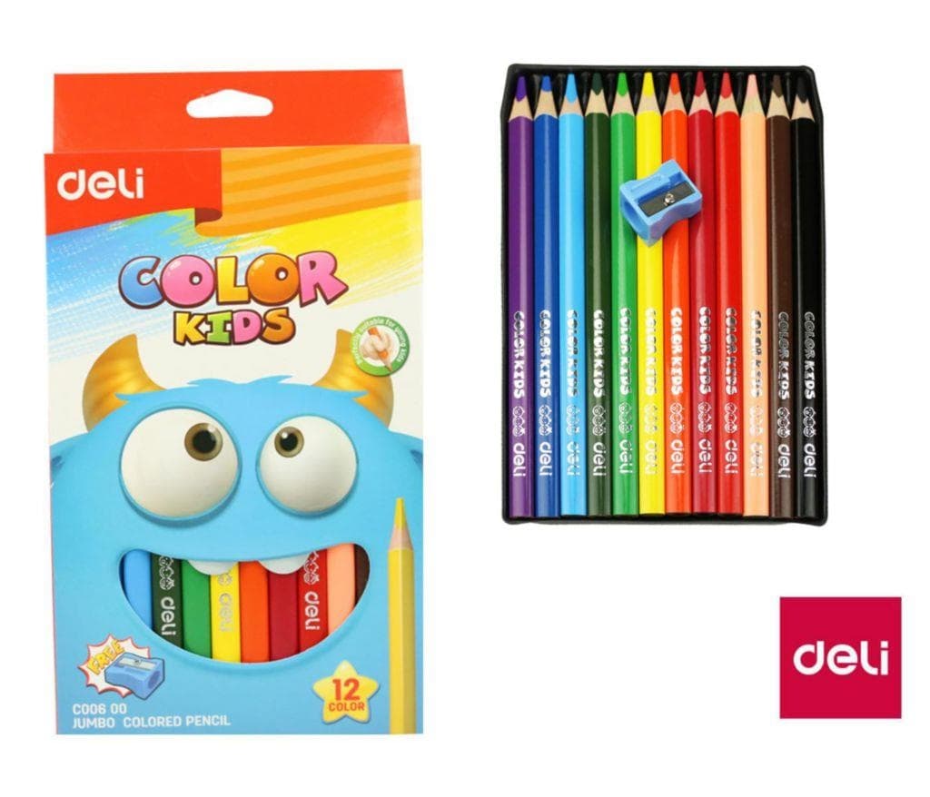 Deli Pastelky trojhranné JUMBO 12 barev Color Kids