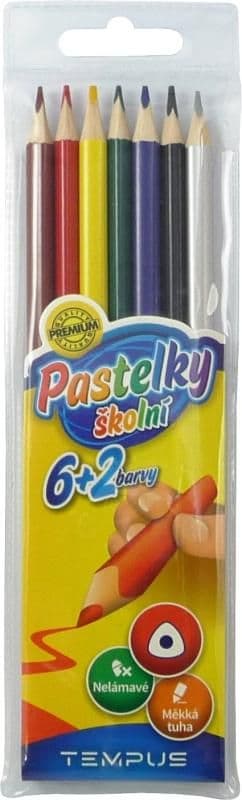 Tempus Pastelky trojhranné 6kusů + 2barvy
