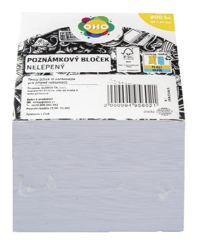 OHO Poznámkový bloček nelepený 800 listů