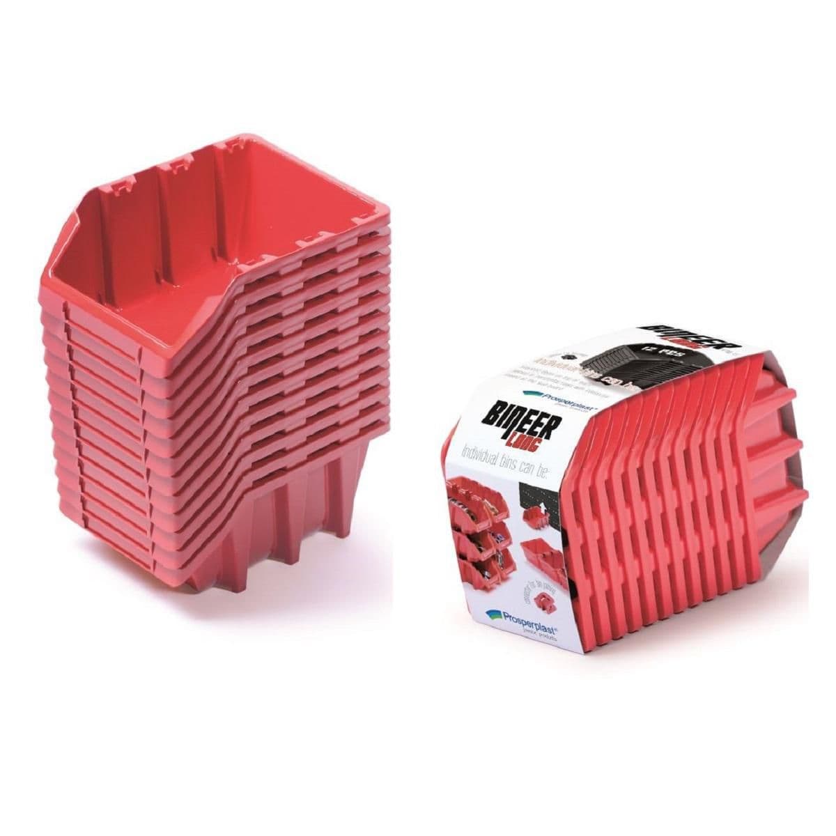 Set úložných boxů 12ks BINEER LONG SET 190x77x120 červený