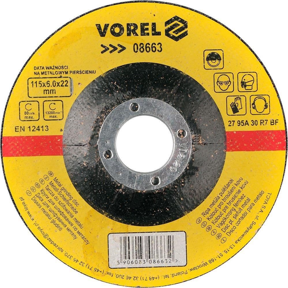 Vorel Kotouč na kov 115x22x6mm vypouklý brusný