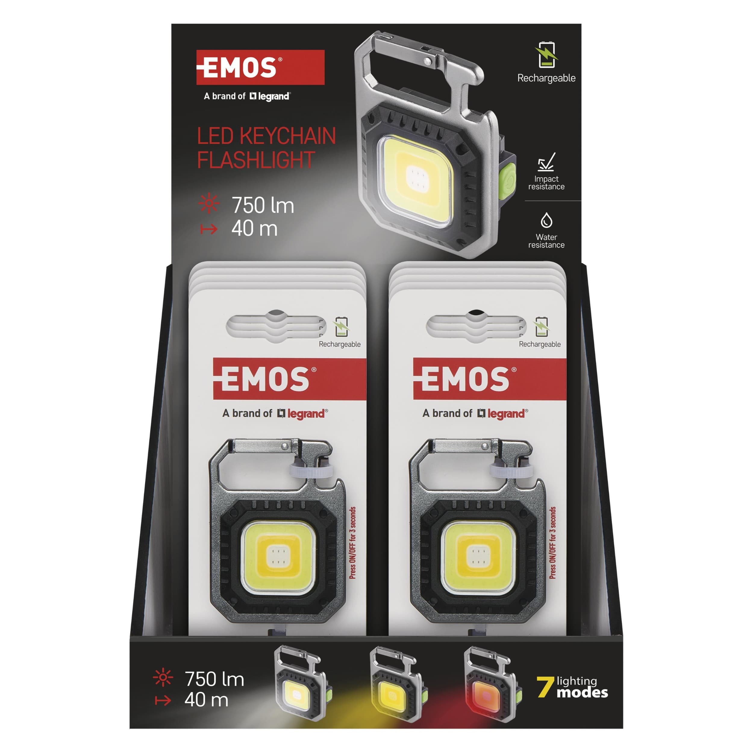 Emos Nabíjecí mini LED svítilna – přívěšek, 750 lm, 10 ks, display box