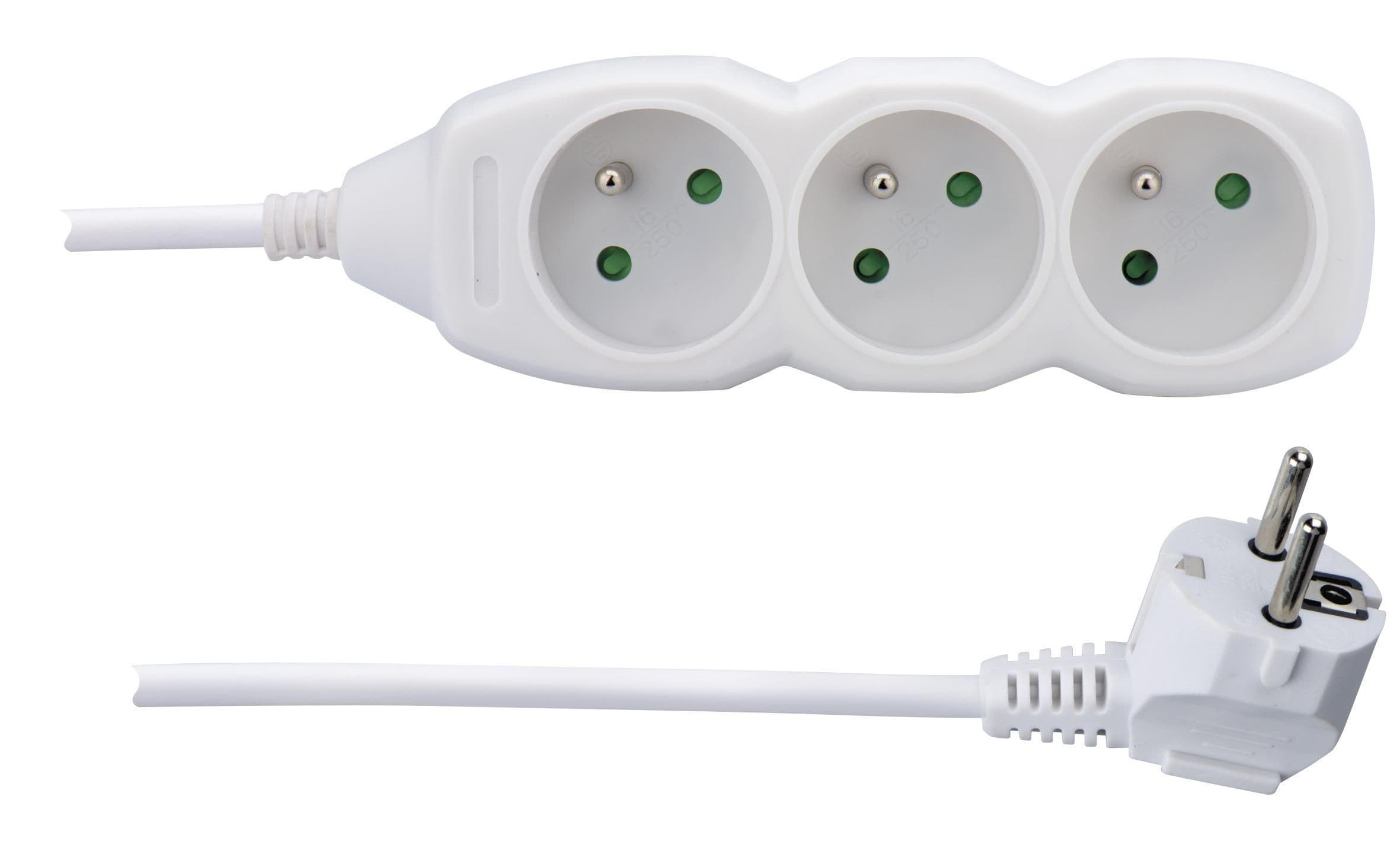 Prodlužovací kabel 3 zásuvky bílý 1,5 m