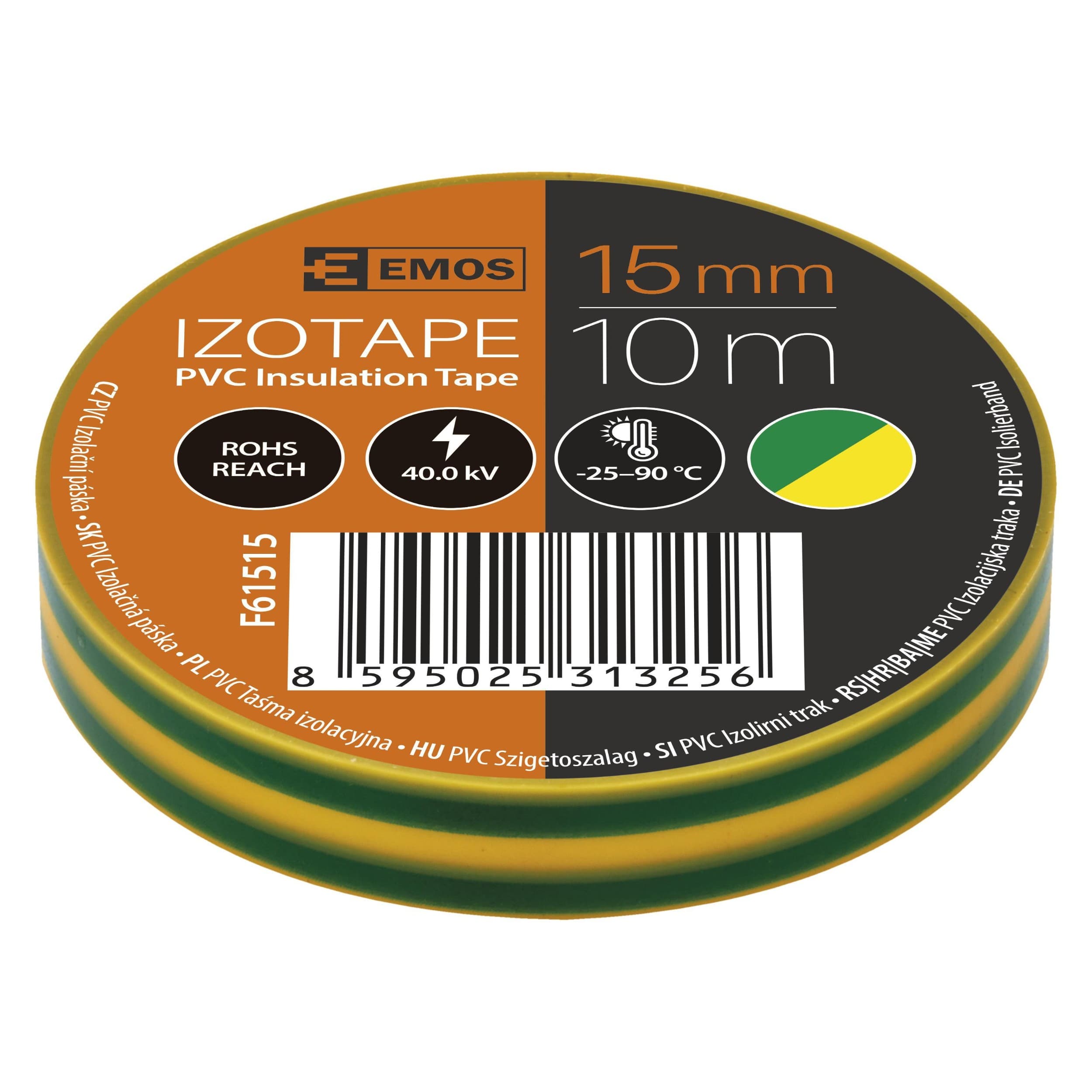 Emos Izolační páska zelenožlutá PVC 15 mm 10 m