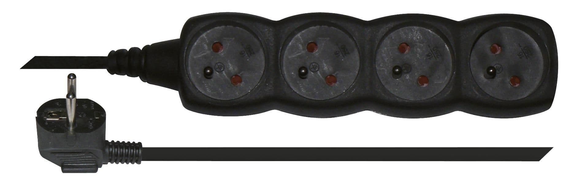 Prodlužovací kabel 4 zásuvky 5m, černý