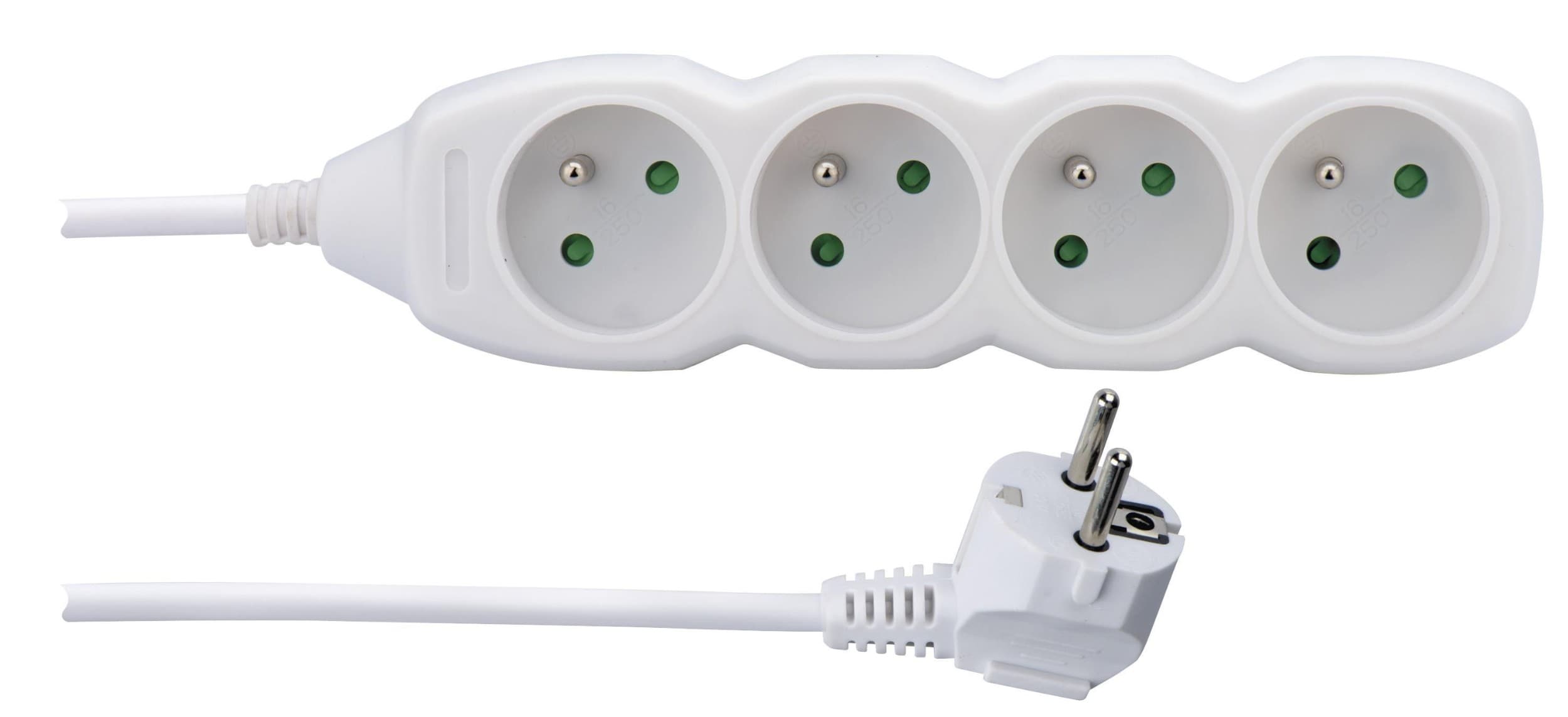 Prodlužovací kabel 4 zásuvky bílý 1,5 m