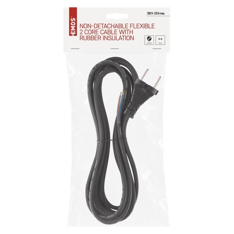 Flexo šňůra gumová 2x1 mm, 5m černá