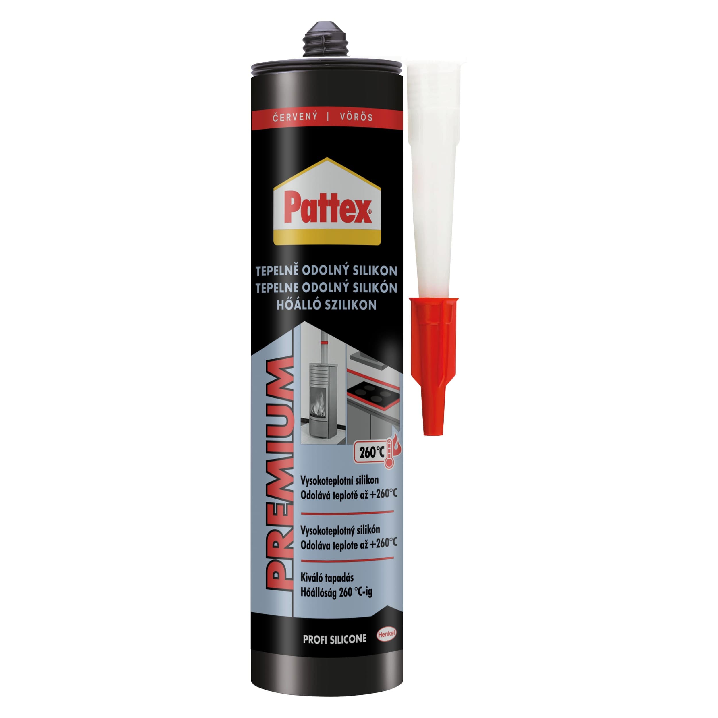 Pattex Tepelně odolný silikon, červený, 280 ml