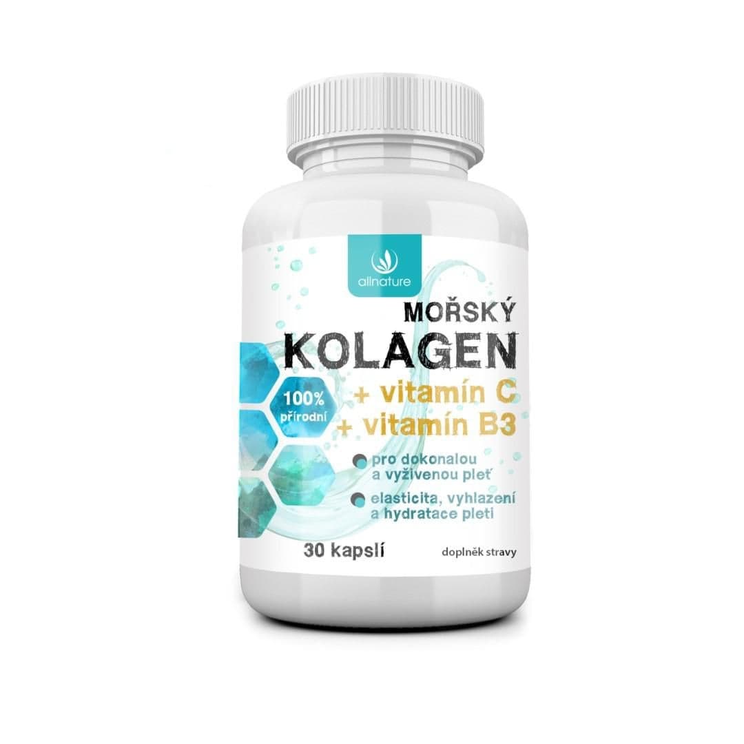 Allnature Mořský kolagen + vit. C + vit. B3 30 kapslí