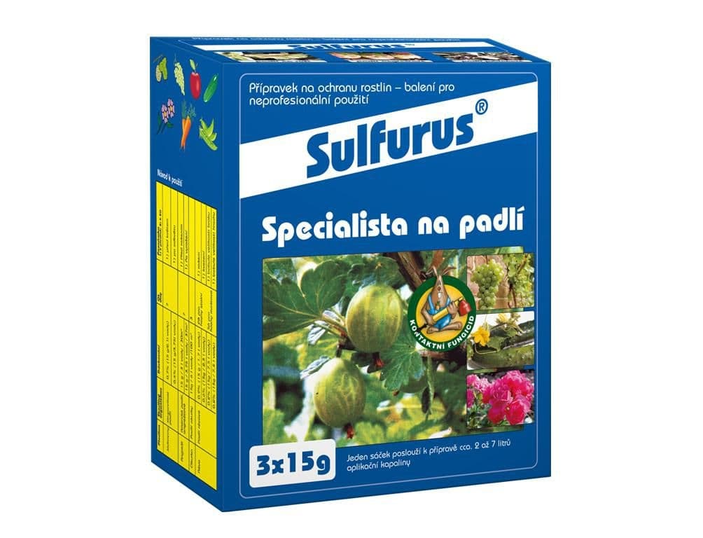 Fungicid SULFURUS 3x15g specialista na padlí