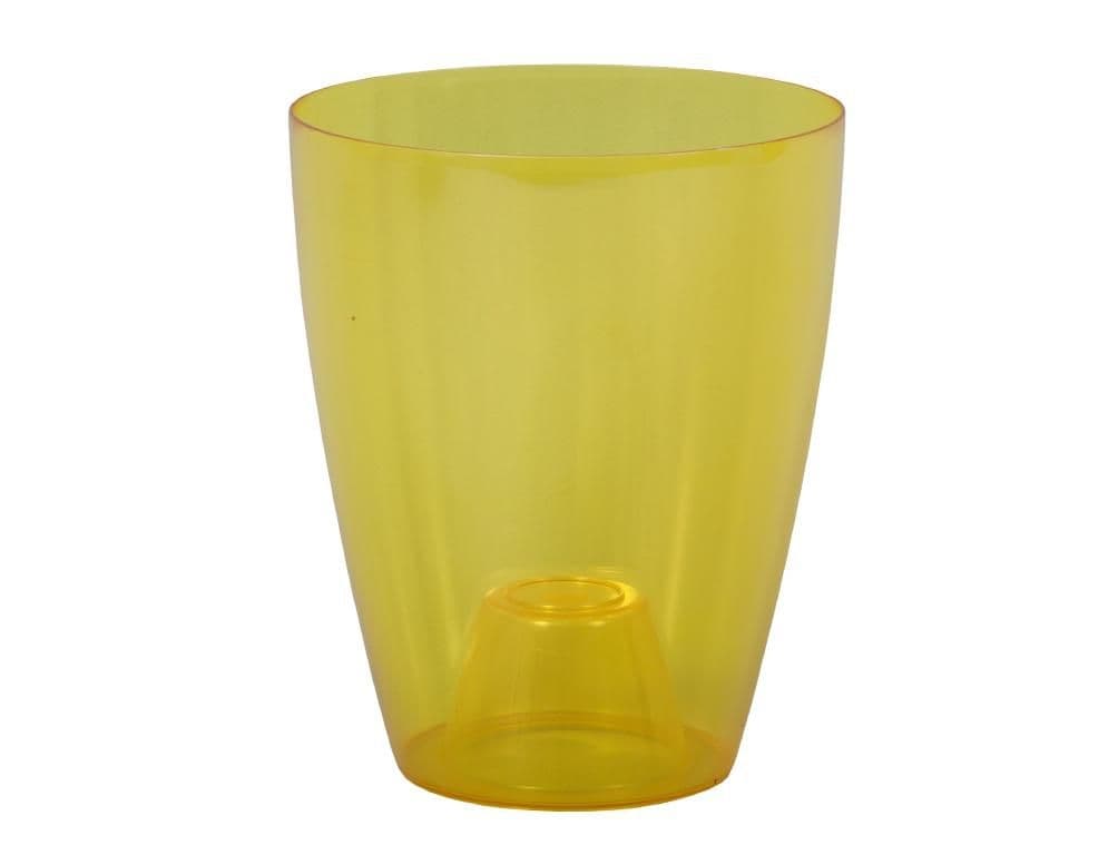 Obal na květník ORCHIDEA LAKY EXTRA plastový žlutý transparent d12x15cm