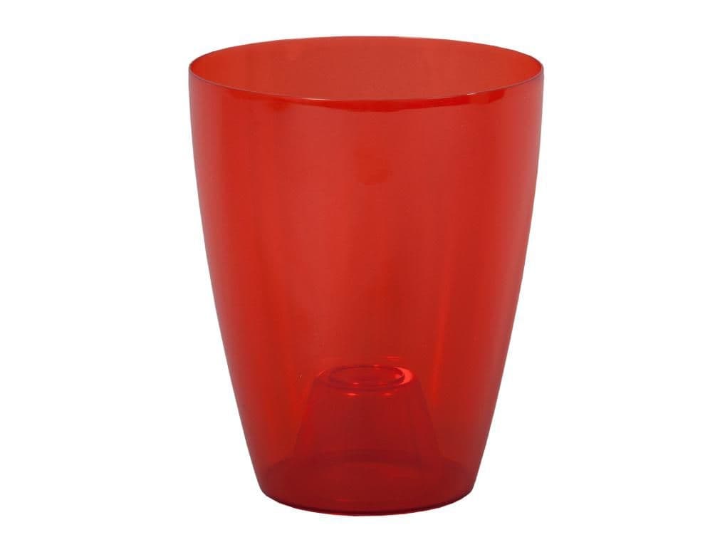 Obal na květník ORCHIDEA LAKY EXTRA plastový červený transaparent d12x15cm