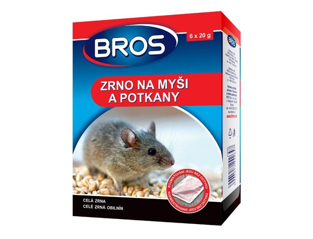 Bros Rodenticid zrno na myši a potkany 6x20g