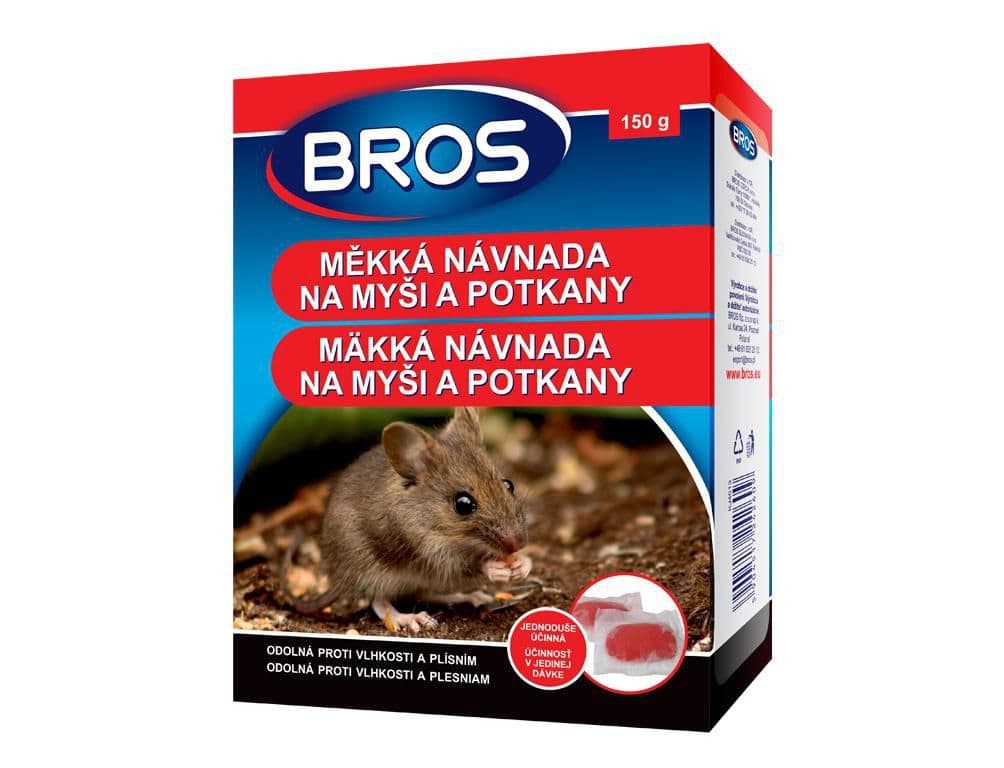 Bros Rodenticid měkká návnada na myši a potkany 150g
