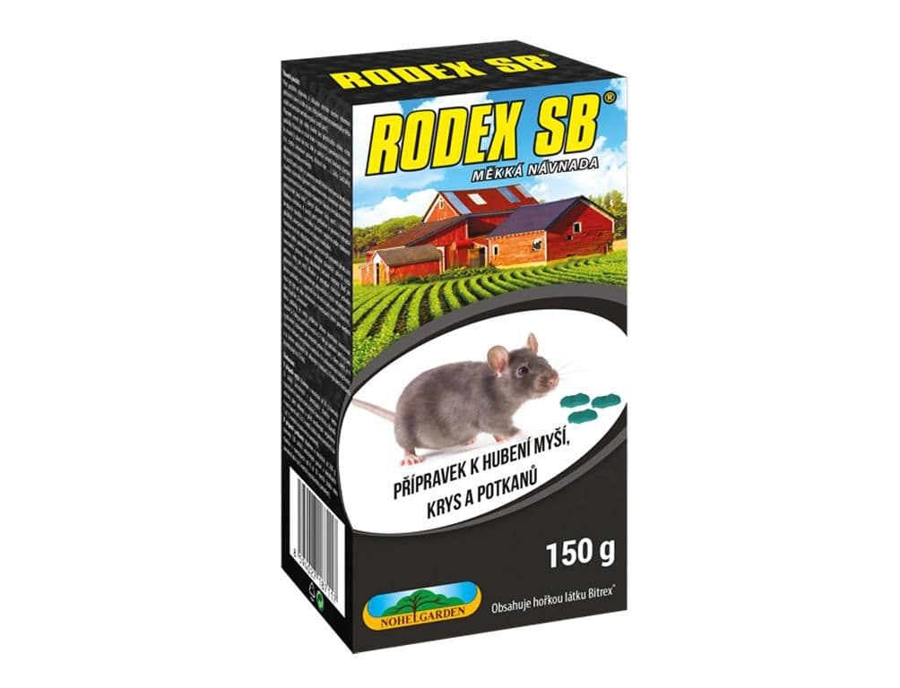 Nohel Rodenticid Rodex SB měkká návnada 150 g k hubení myší, krys, potkanů