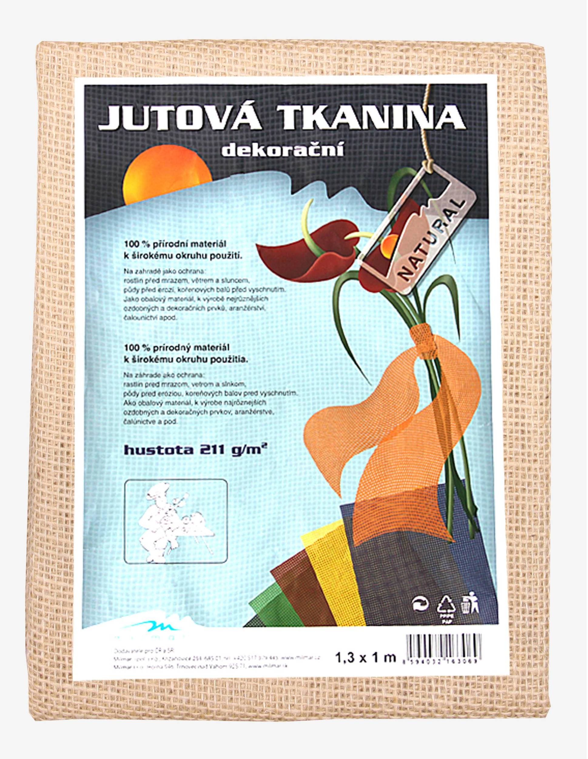Tkanina dekorační z juty přírodní 1,3x1m