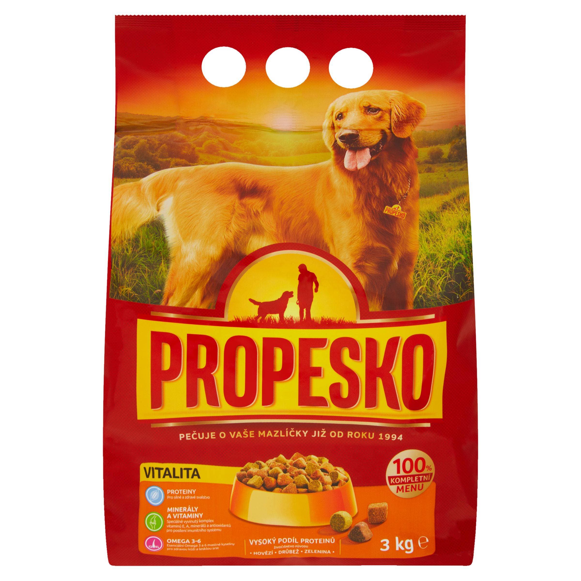 Propesko Vitality & Active Life Kompletní krmivo pro psy s drůbežím, hovězím a zeleninou 3 kg