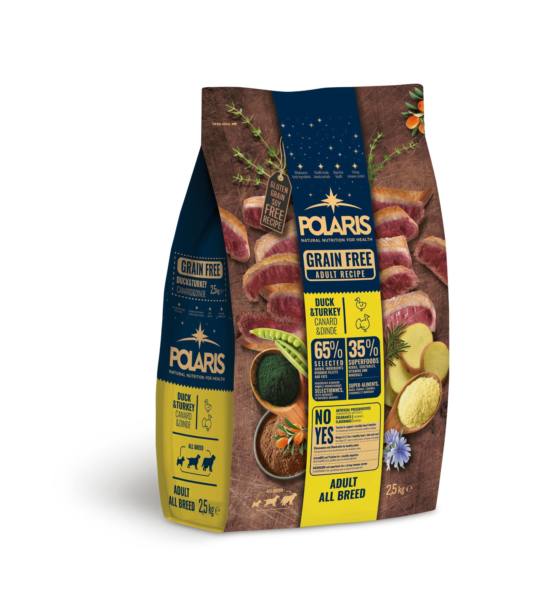 Polaris bezobilné granule s čerstvým masem Adult s kachním a krůtím 2,5kg