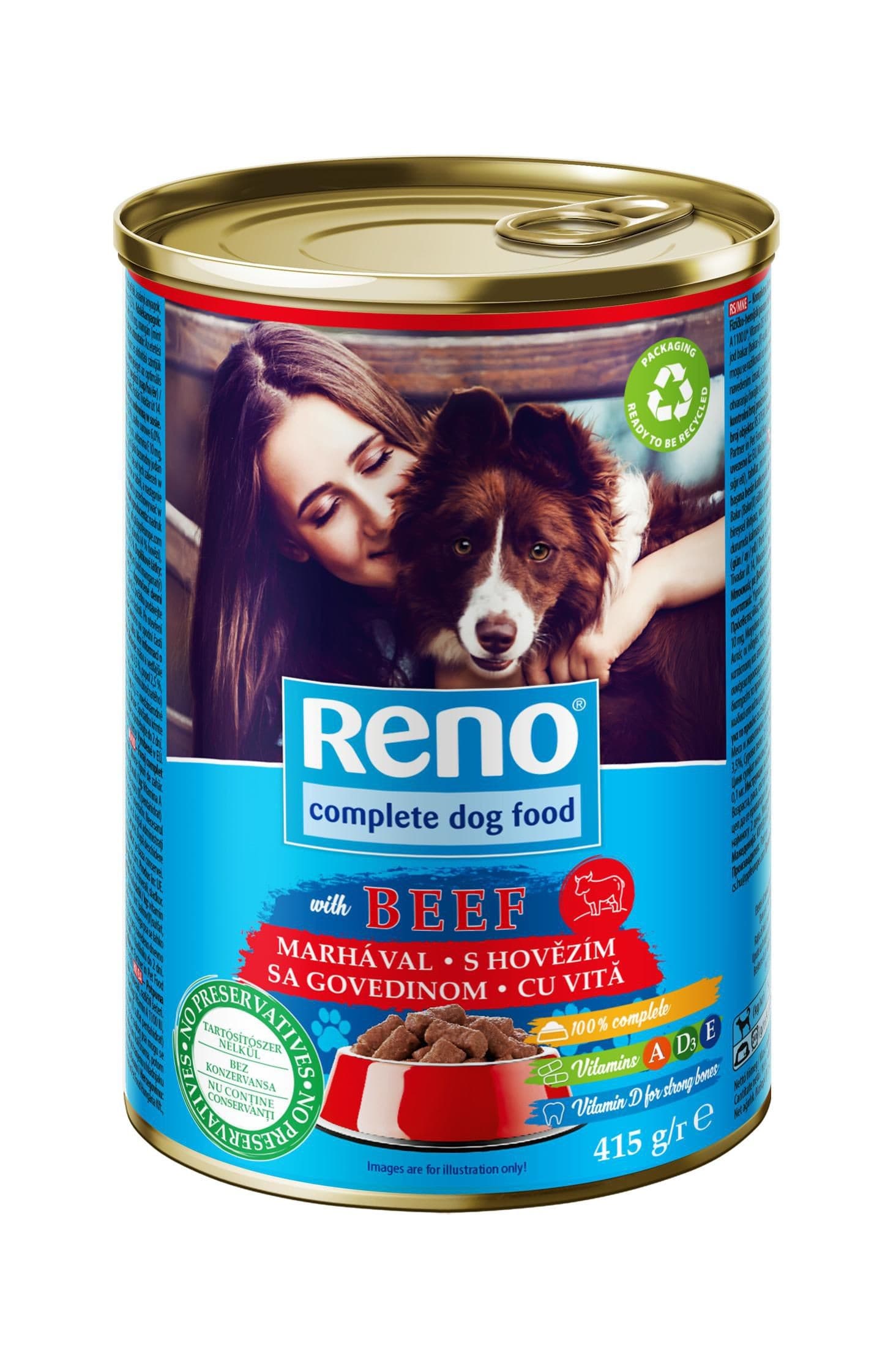 Reno Kompletní krmivo pro dospělé psy s hovězím 415 g