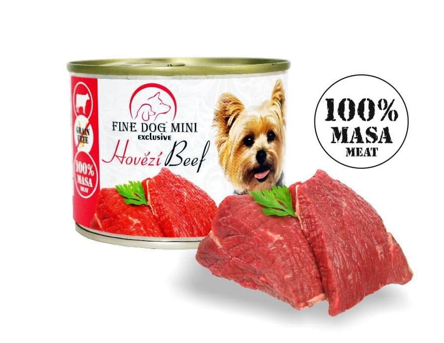 Fine Dog Mini Exclusive konzerva pro psy Hovězí 100% masa 200g