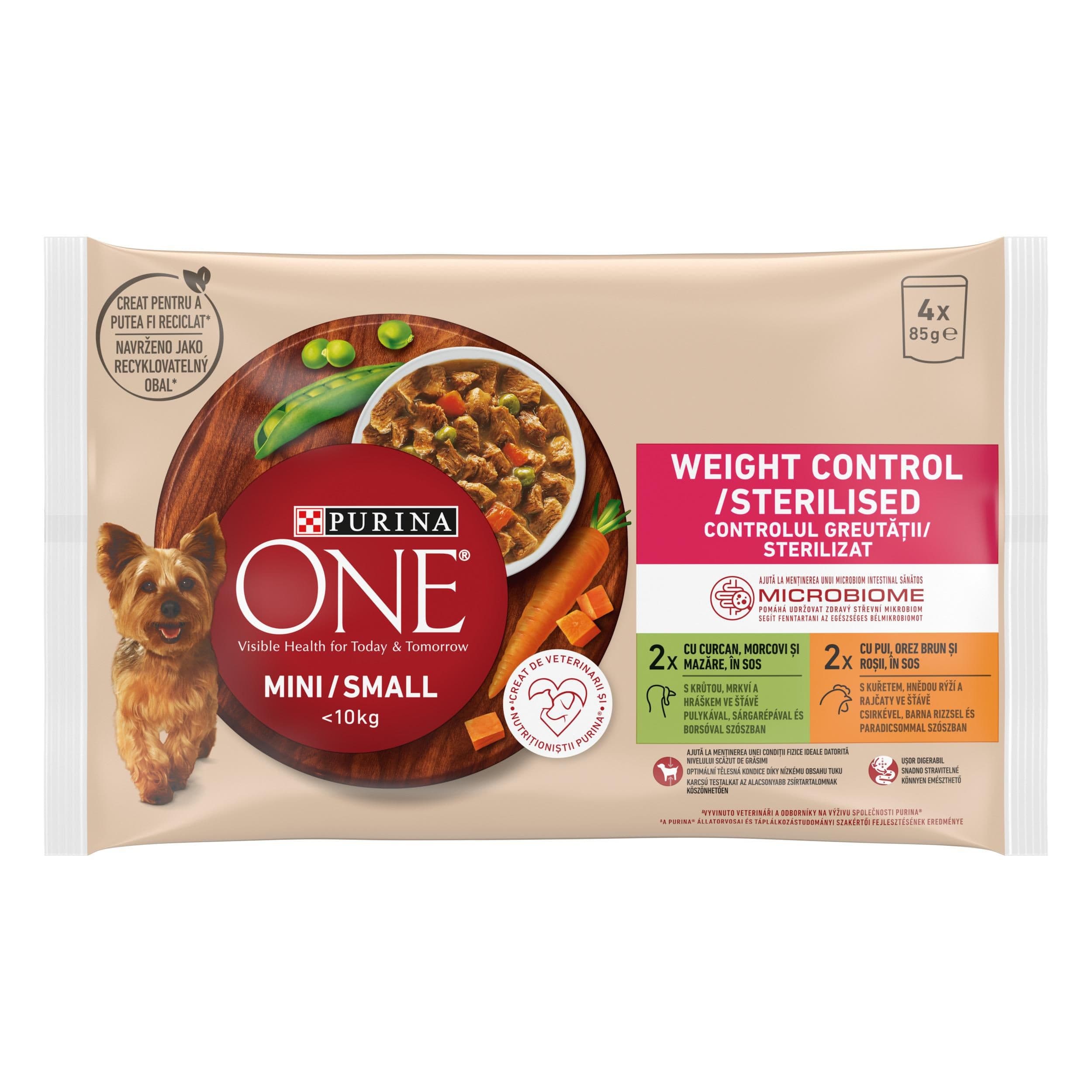 One Mini Weight Control Krůta a kuře ve šťávě 4 x 85 g