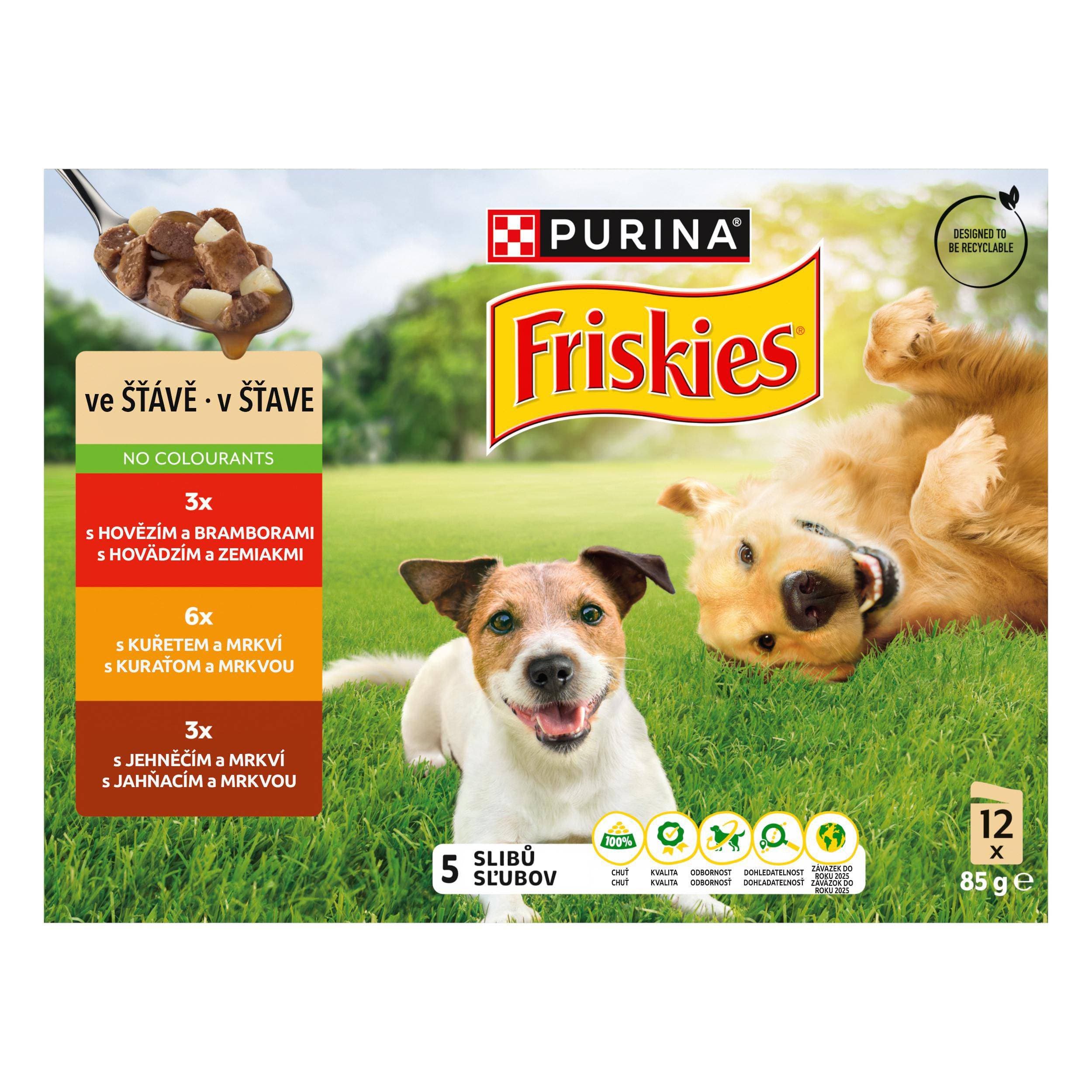 Friskies Adult multipack 12x85g hovězí/kuře/jehněčí ve šťávě