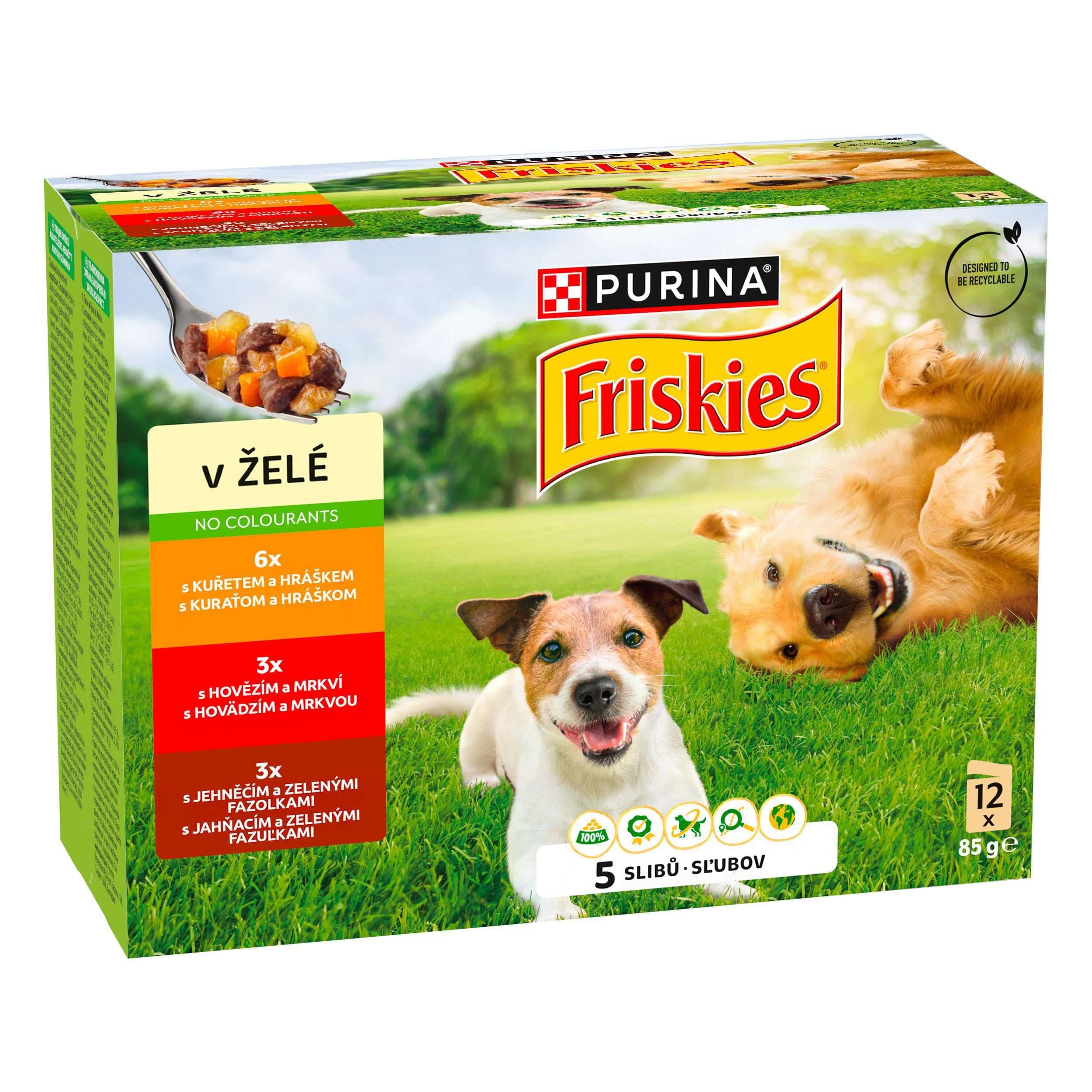 Friskies Adult multipack 12x85g hovězí/kuře/jehněčí v želé