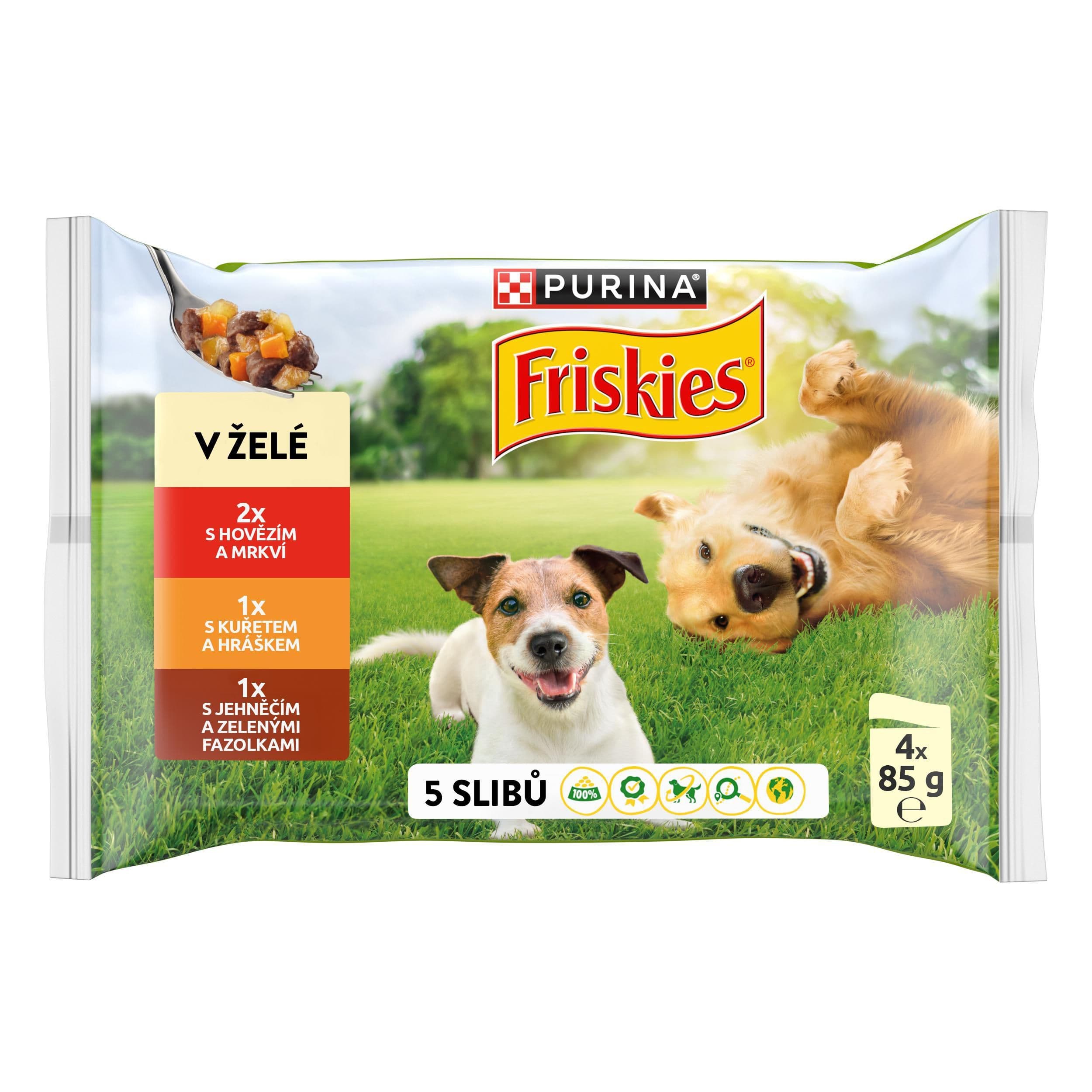 Friskies Adult multipack 4x85g hovězí/kuře/jehněčí v želé