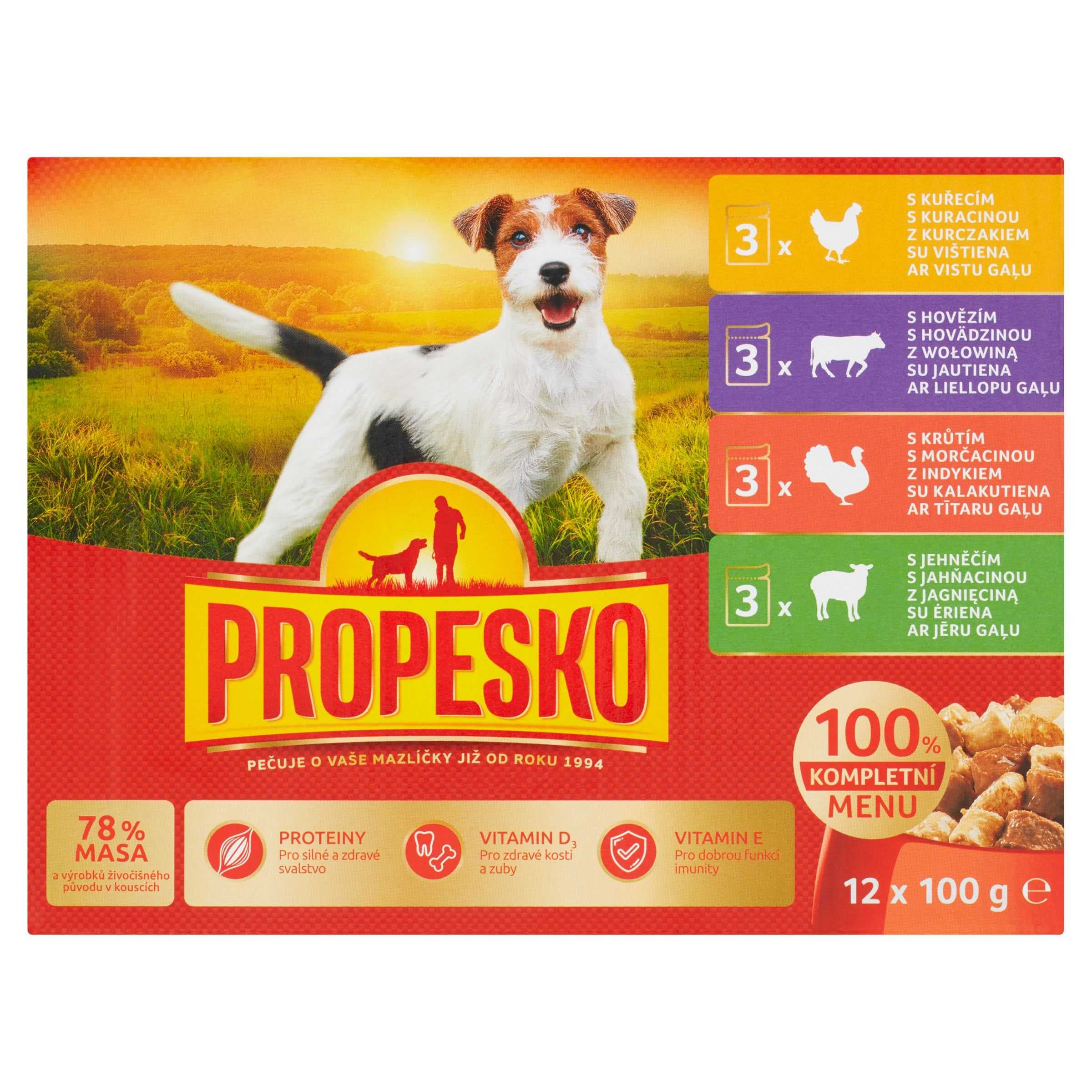 Propesko Kompletní krmivo pro dospělé psy všech plemen 12x 100 g