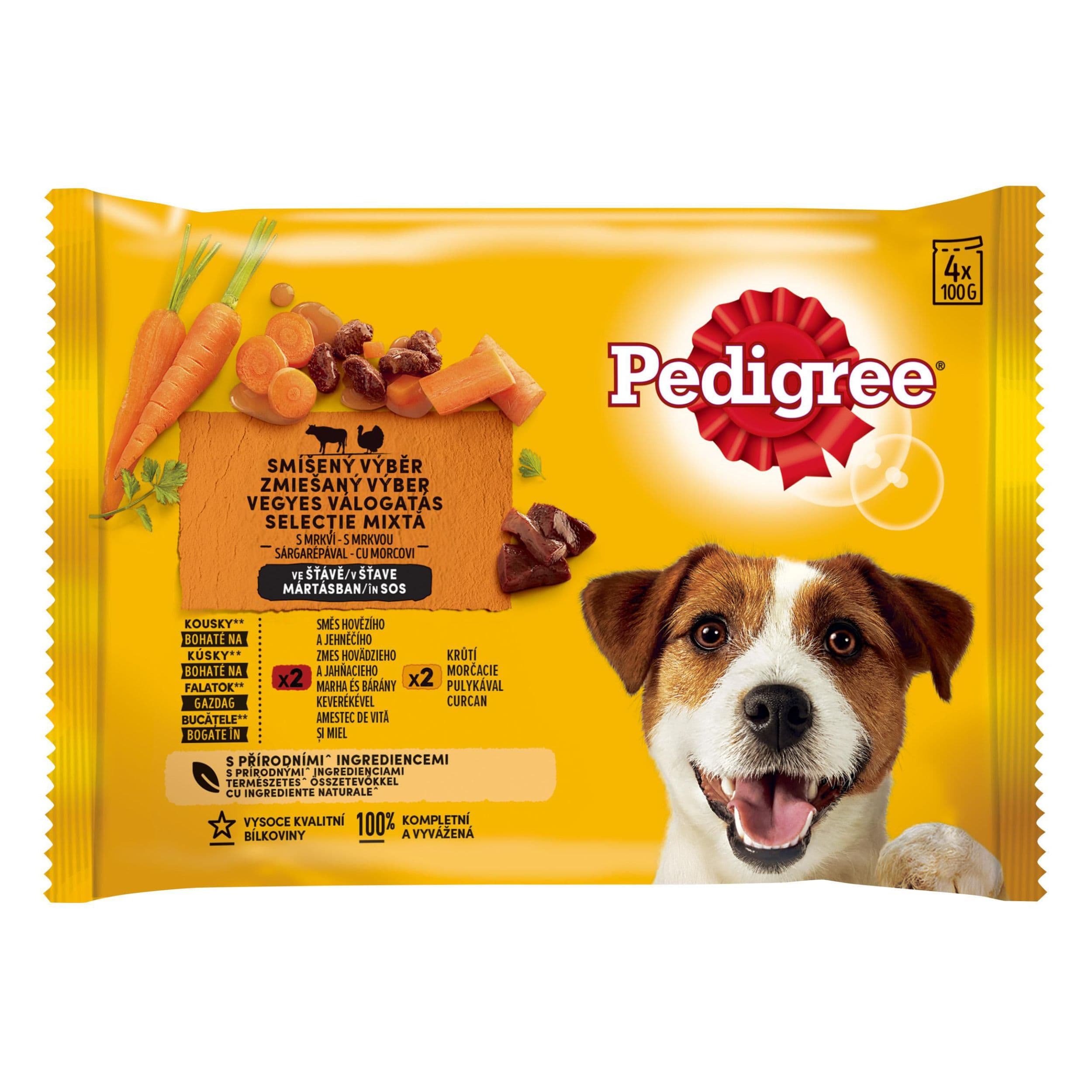 Pedigree Vital Protection 100% kompletní výživa ve šťávě masový výběr s mrkví 4x100 g