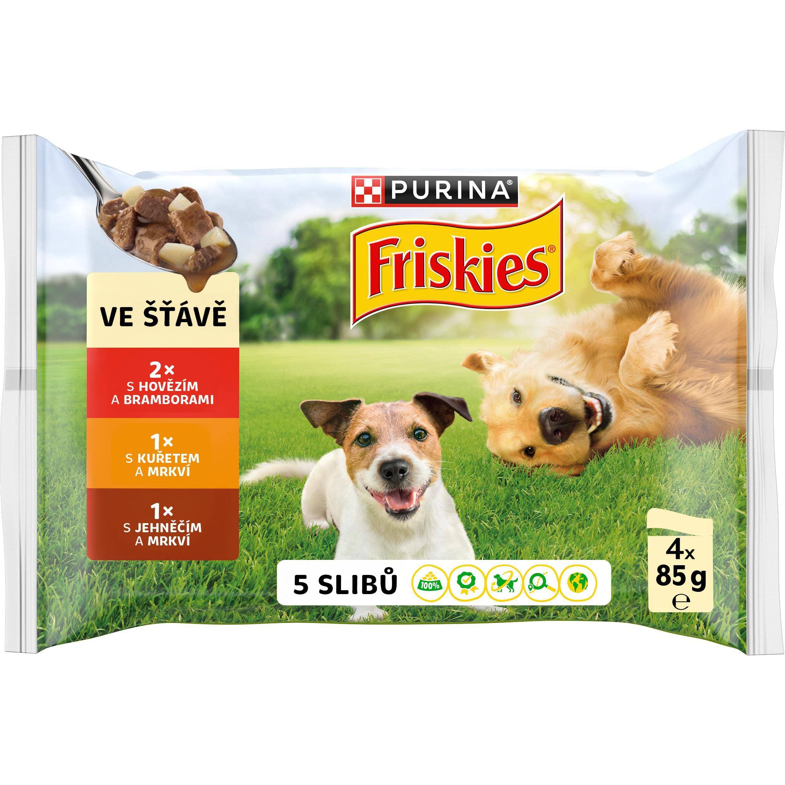 Friskies Adult multipack 4x85g hovězí/kuře/jehněčí ve šťávě