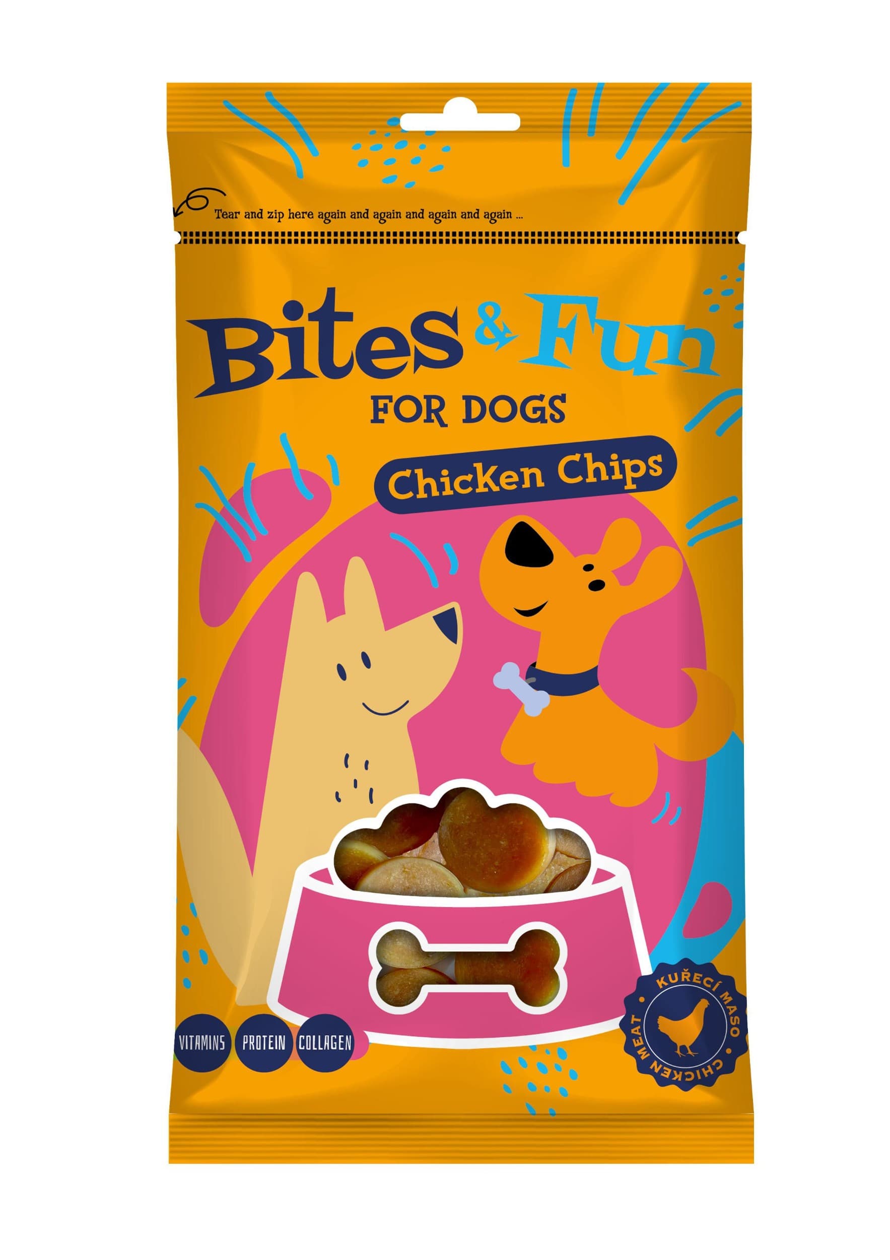Bites&Fun kuřecí chipsy pro psy 85 g