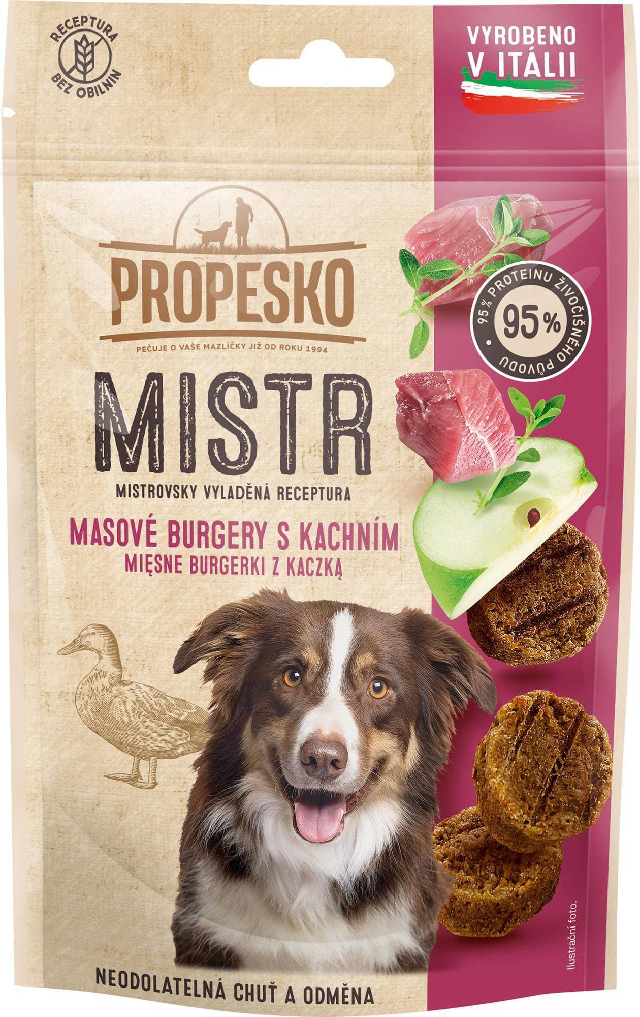Propesko Mistr snack pes burger kachní, jablko, tymián 60g